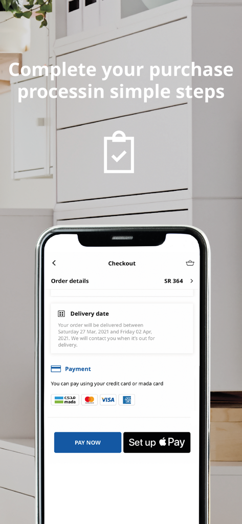 IKEA Saudi Arabia - IKEA Saudi Arabia mobile app checkout screen showing payment methods and order details