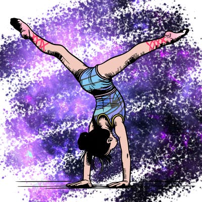 realistic gymnastic hand stand girl in four splits