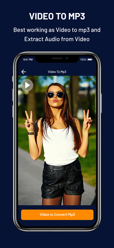 MP3 Converter : Video To MP3 - Smartphone screen showing the Video to MP3 app interface with a video preview and a convert button