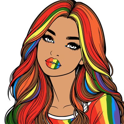 realistic girl with hair on her hair and lips