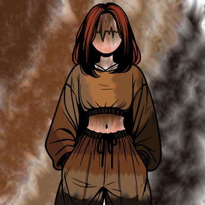 realistic girl faceless with baggy pants and a crop top