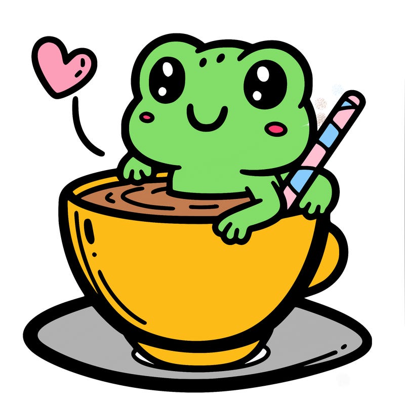 cute frog in a tea cup