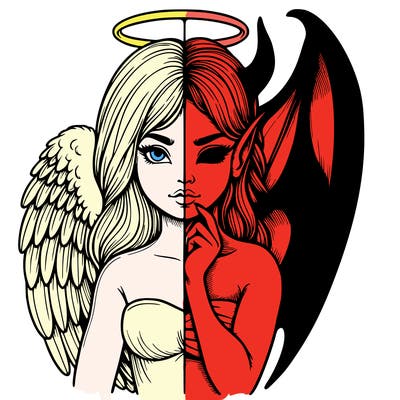 realistic angel half demon