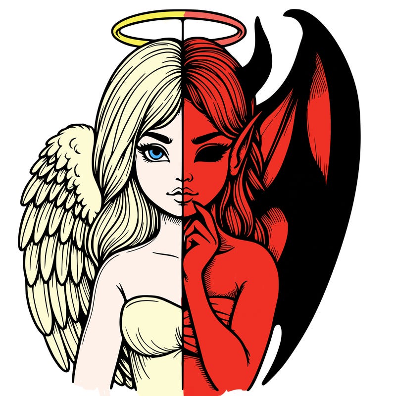 realistic angel half demon