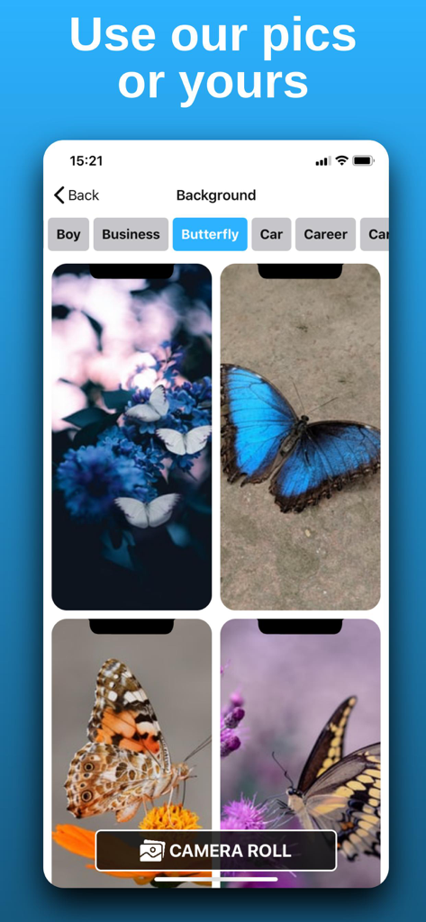 Selection of butterfly background images for custom countdown widgets
