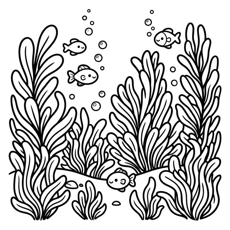 Explore a charming underwater world with this kawaii eelgrass coloring page designed especially for kids. Filled with friendly fish and playful bubbles, it's a delightful scene waiting for a splash of color.