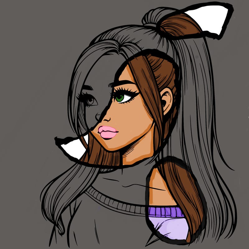 realistic girl with a high ponytail