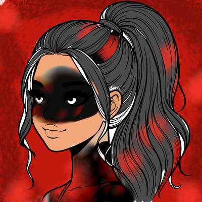 realistic girl with a high ponytail