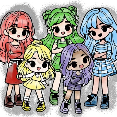 group of 6 girls