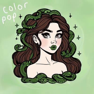 realistic girl with snakes as hair