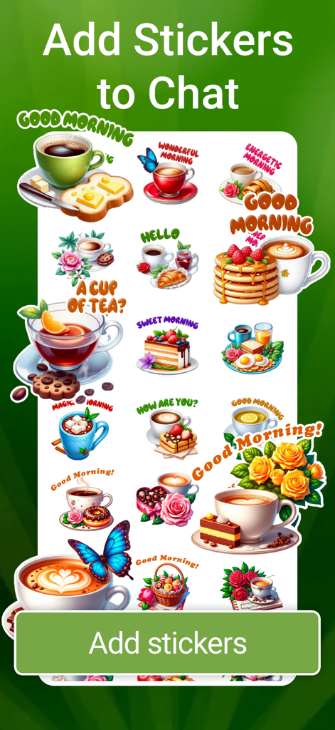 MyStickers - Stickers & Emoji - Collection of good morning and breakfast stickers including coffee and tea for WhatsApp chat