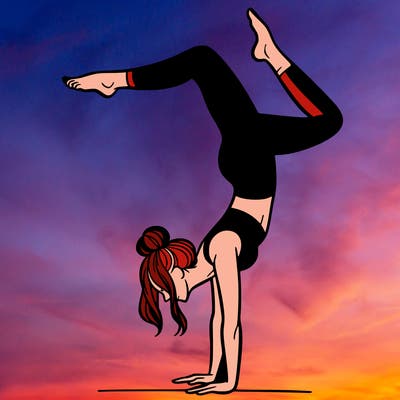 a woman doing a handstand