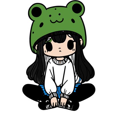 a girl wearing a frog hat and some frog socks