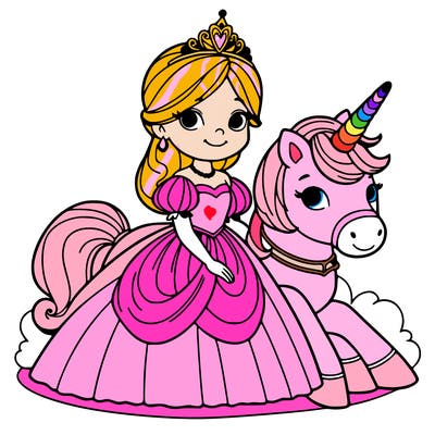 princess with a pet unicorn