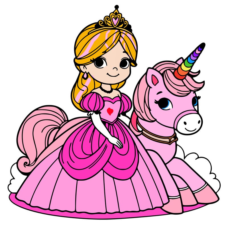 princess with a pet unicorn