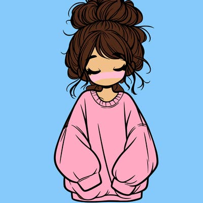 girl with baggy sweatshirt and messy bun
