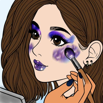 a realistic girl doing her makeup