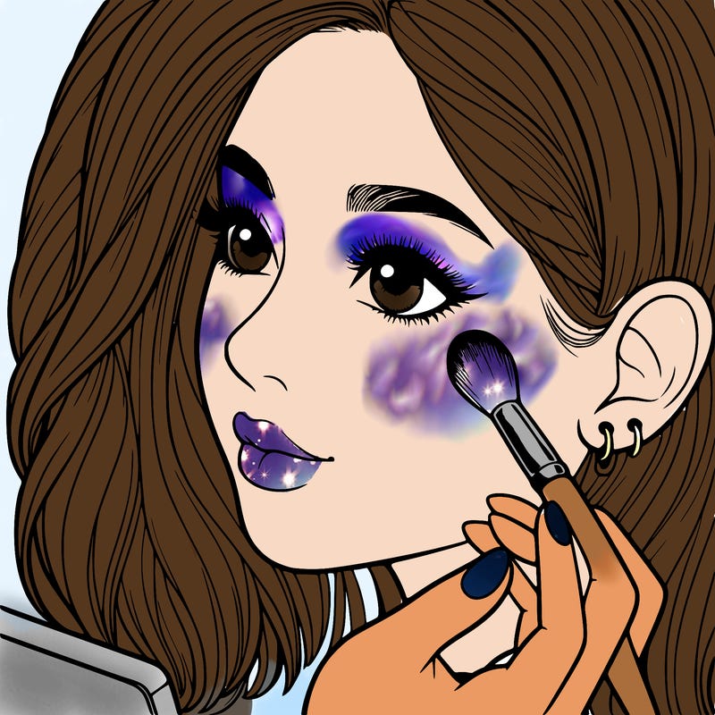 a realistic girl doing her makeup