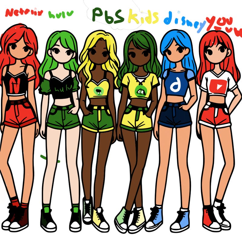 a group of girls wearing crop tops and shorts