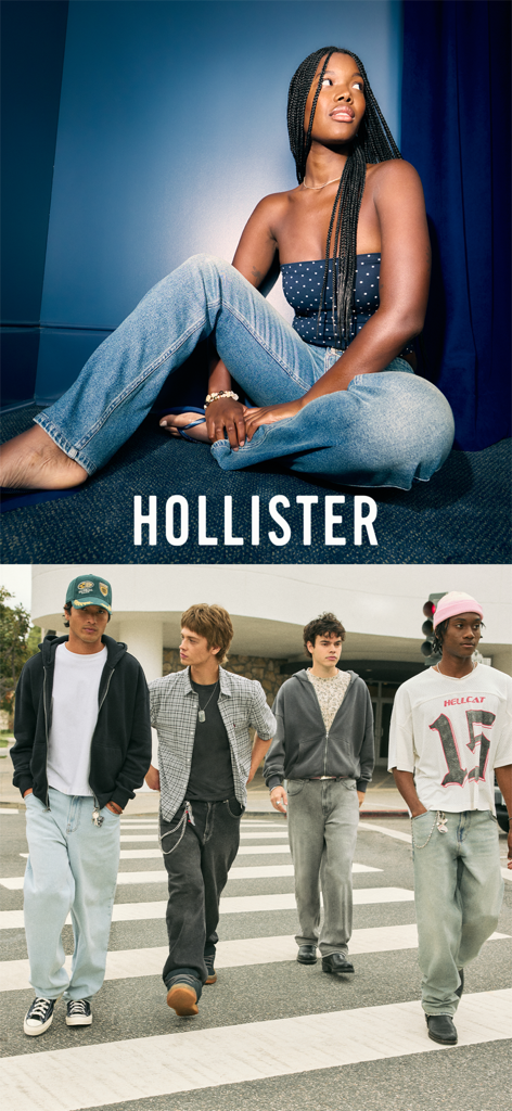 Hollister Co. - Lifestyle images of young models wearing casual Hollister outfits and jeans