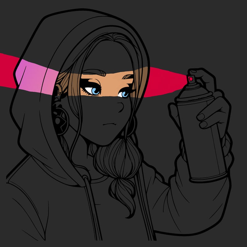 a realistic girl, spray painting