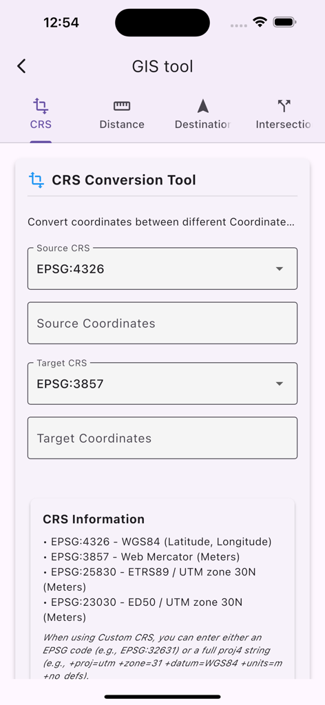 OruxMaps - OruxMaps GIS tool interface for coordinate reference system conversion