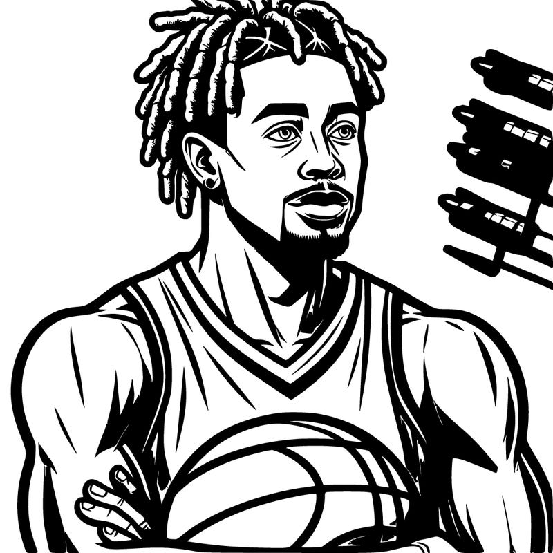 basketball player realistic with locs
