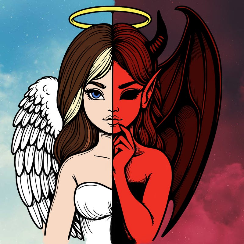 realistic angel half demon