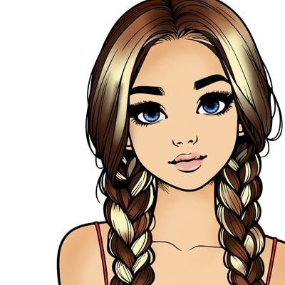 realistic girl with braids