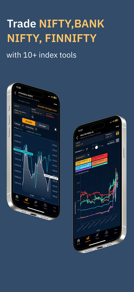Quantsapp Option Trading India - Quantsapp mobile app screens showing index trading tools for Nifty and Bank Nifty