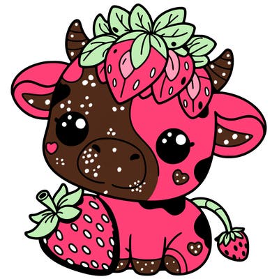 cute strawberry cow