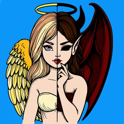 realistic angel half demon