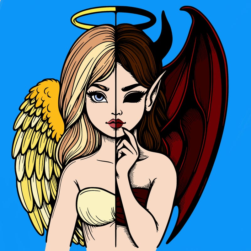 realistic angel half demon