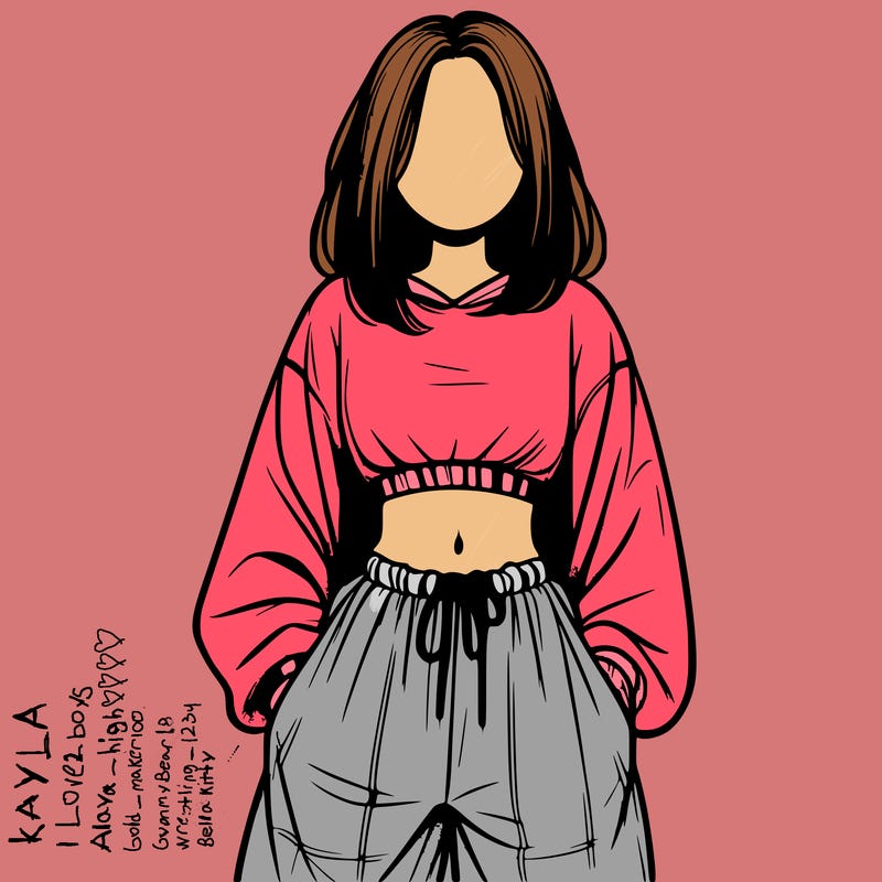 realistic girl faceless with baggy pants and a crop top