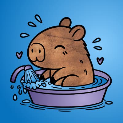 capybara taking a bath