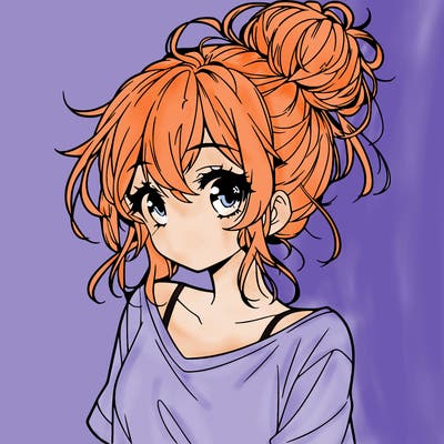 a beautiful anime girl with a messy bun