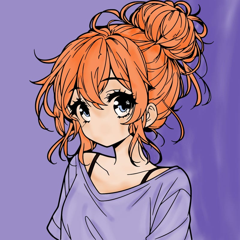 a beautiful anime girl with a messy bun