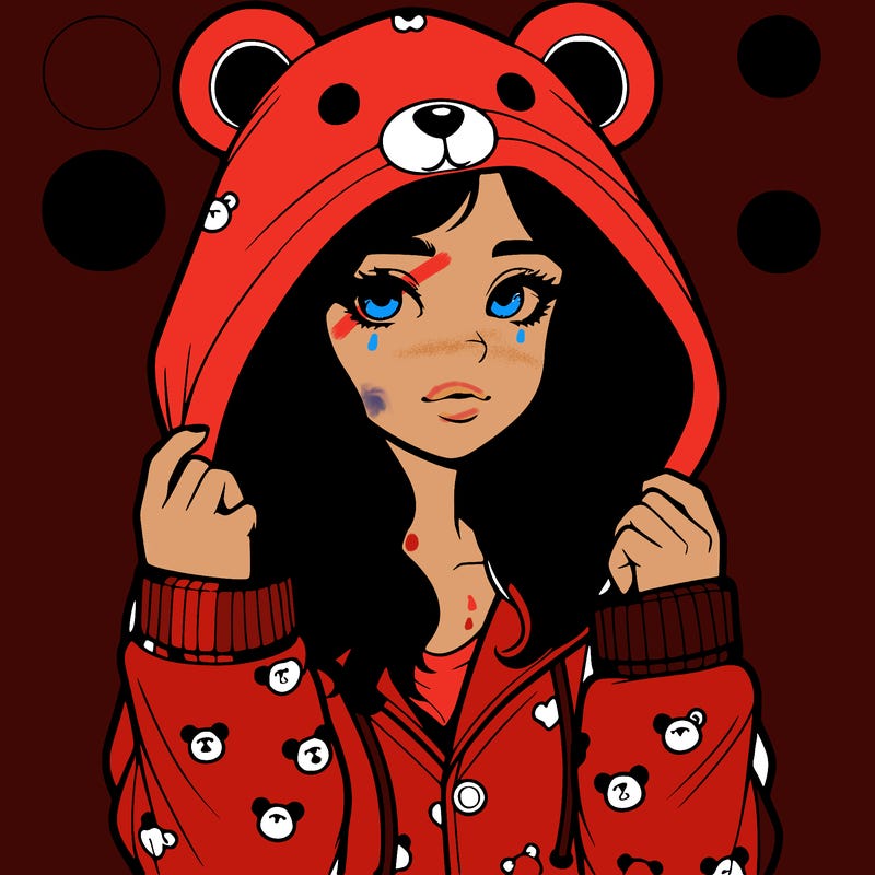 realistic girl in a animal pjs hoodie