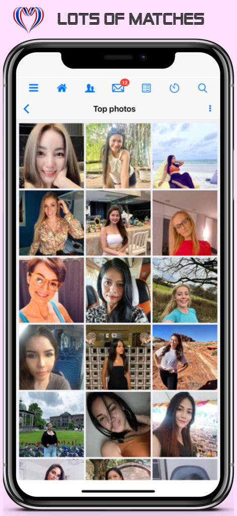 Thaikisses Thai Dating - Cuadrícula de fotos de perfiles de mujeres diversas en la aplicación Thaikisses bajo el encabezado 'Muchas Parejas'