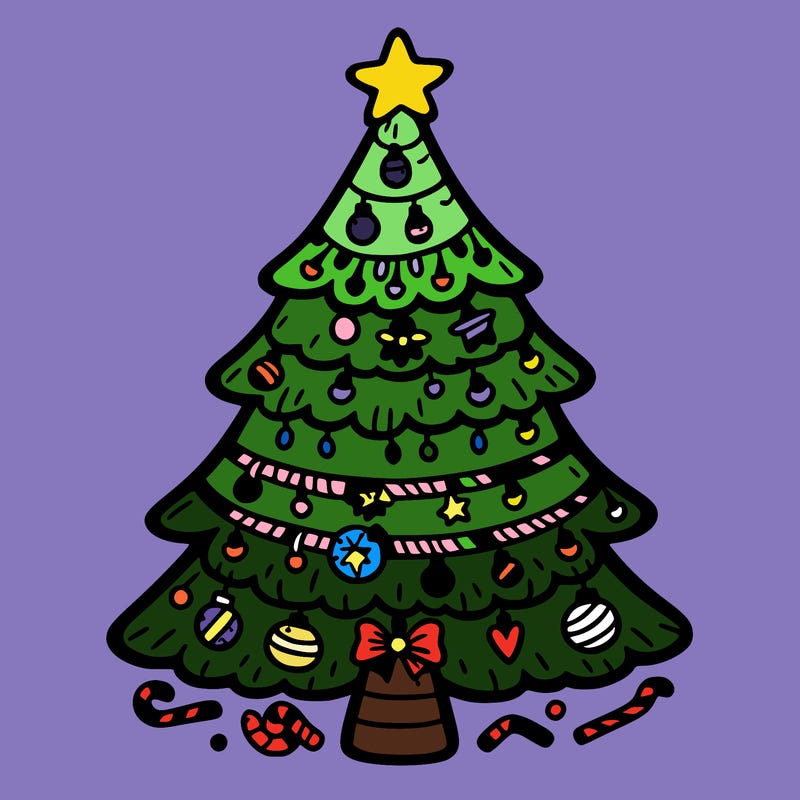 christmas tree with lots of details