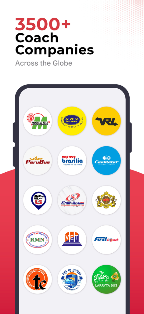 A collection of logos from over 3500 global bus companies available for booking on redBus