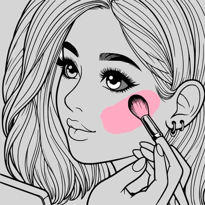 a realistic girl doing her makeup