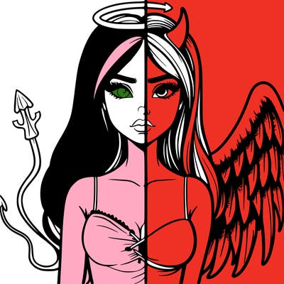devil vs angel realistic girl