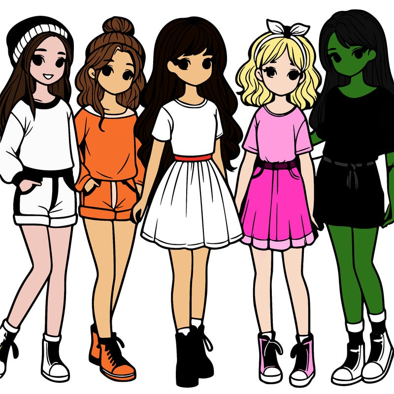 a group of five girls