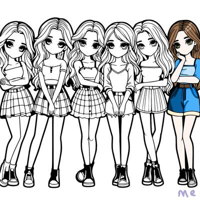 a group of girls realistic