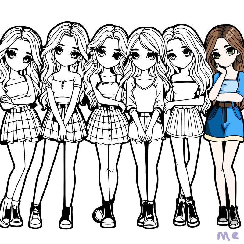 a group of girls realistic