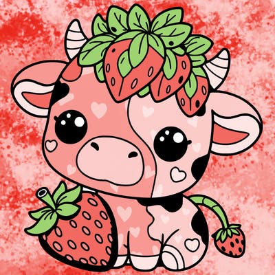 cute strawberry cow