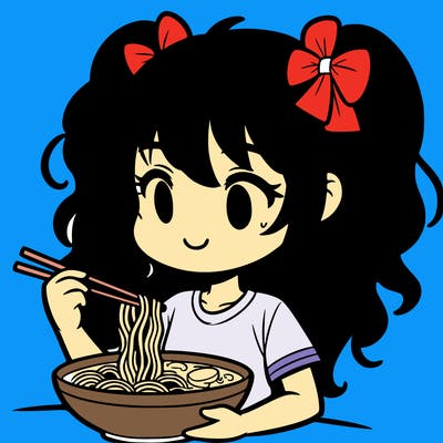 a girl eating ramen