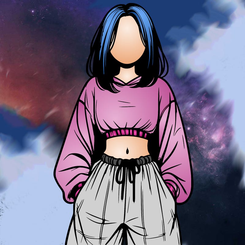 realistic girl faceless with baggy pants and a crop top