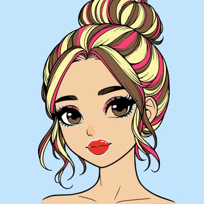 realistic pretty girl with hair in bun
